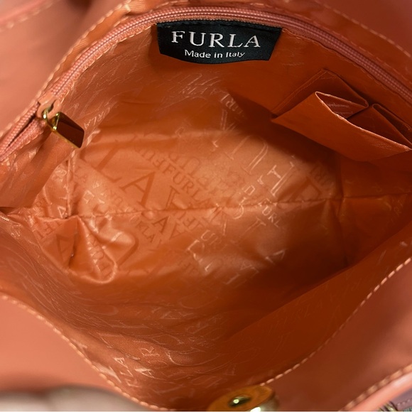 Furla | Pink Leather mini Tote Bag W 8 1/2,   H 9. Any other questions? - Picture 10 of 16